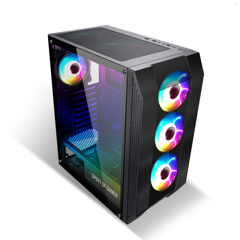 Boitier PC ATX, Micro-ATX, Mini-ITX Spirit of Gamer Rogue 6 ARGB Edition avec fentre sans alim, informatique ile de la Runion 974