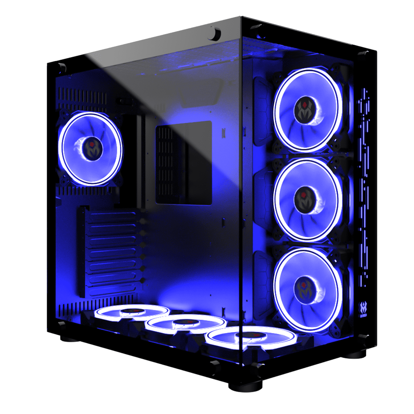 Boitier PC ATX, Micro-ATX, Mini-ITX M.Red Crystal Sea noir moyen tour RGB avec double fentre sans alim, informatique ile de la Runion 974