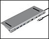 Station d'accueil Hub USB-C 10 ports : VGA, HDMI, USB 3.0, USB-C, RJ45, micro SD/SD, Jack 3.5