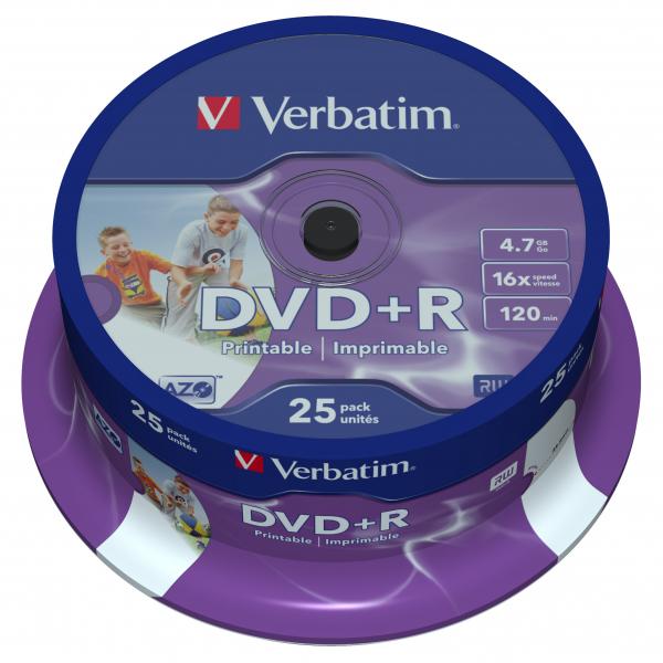 DVD+R VERBATIM 4.7 Go Certifi 16x impromables Pack de 25, informatique ile de la Runion 974